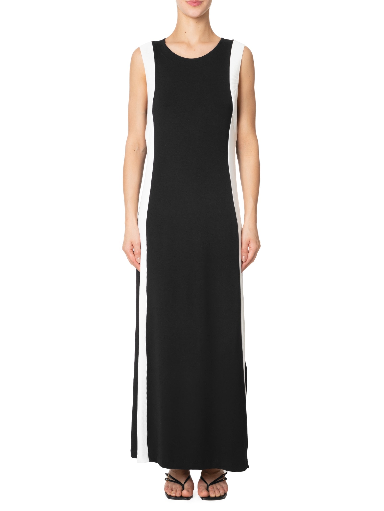 Vestido Malha Faixa Lateral Preto Shoulder