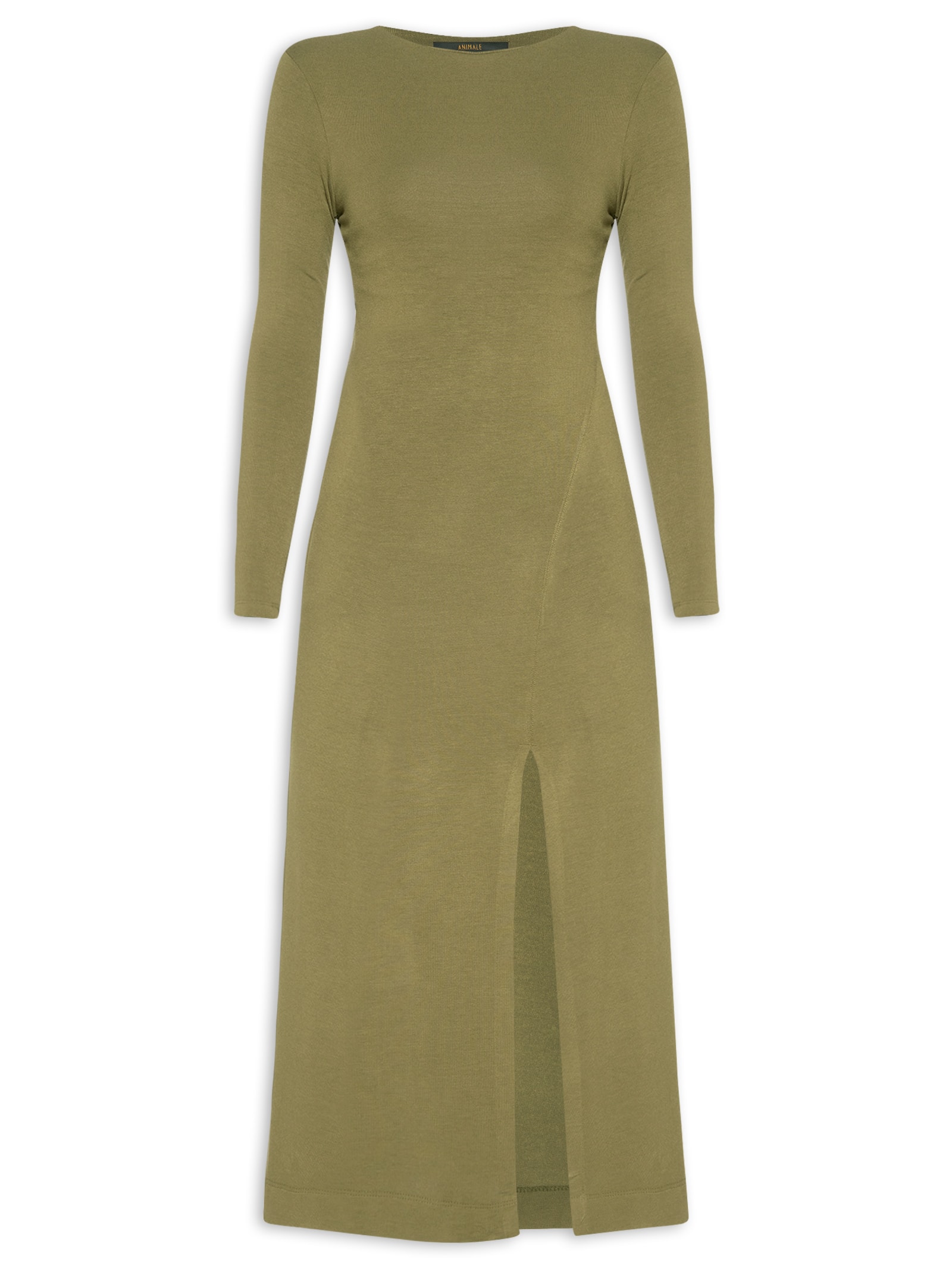 Vestido Malha Fenda Verde Animale
