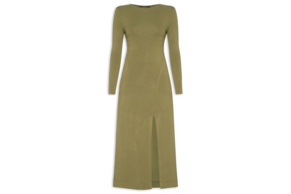 Vestido Malha Fenda - Verde
