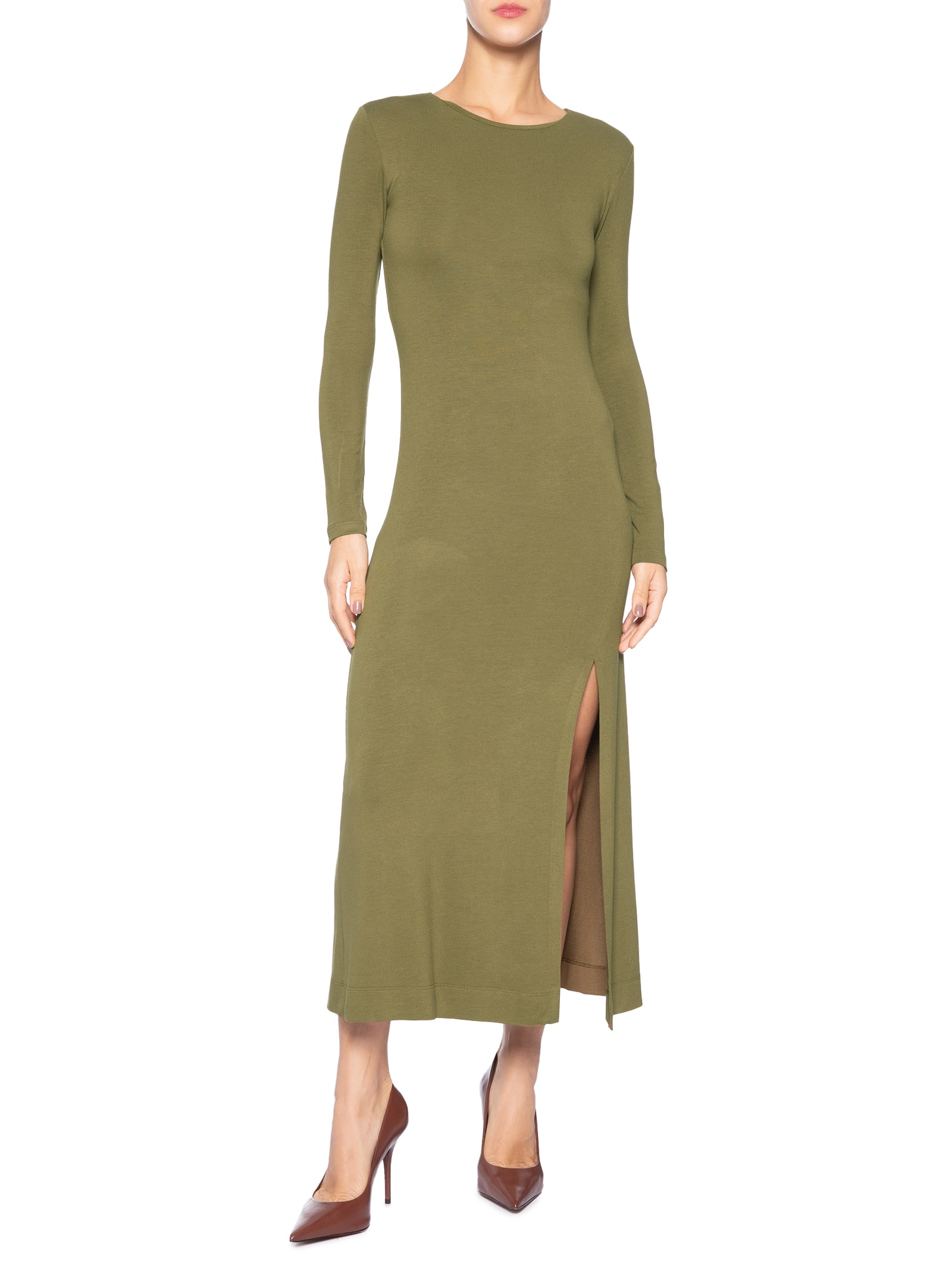 Vestido Malha Fenda Verde Animale