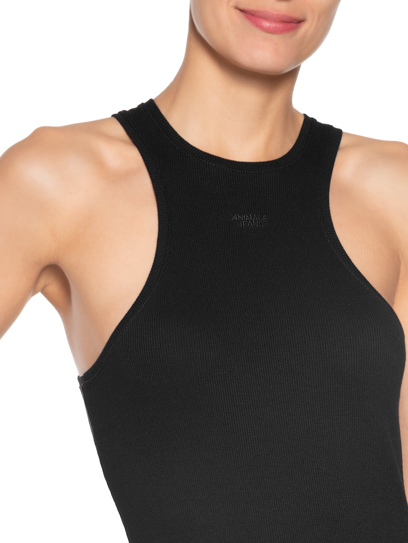 Vestido Malha Halter Preto Animale Jeans