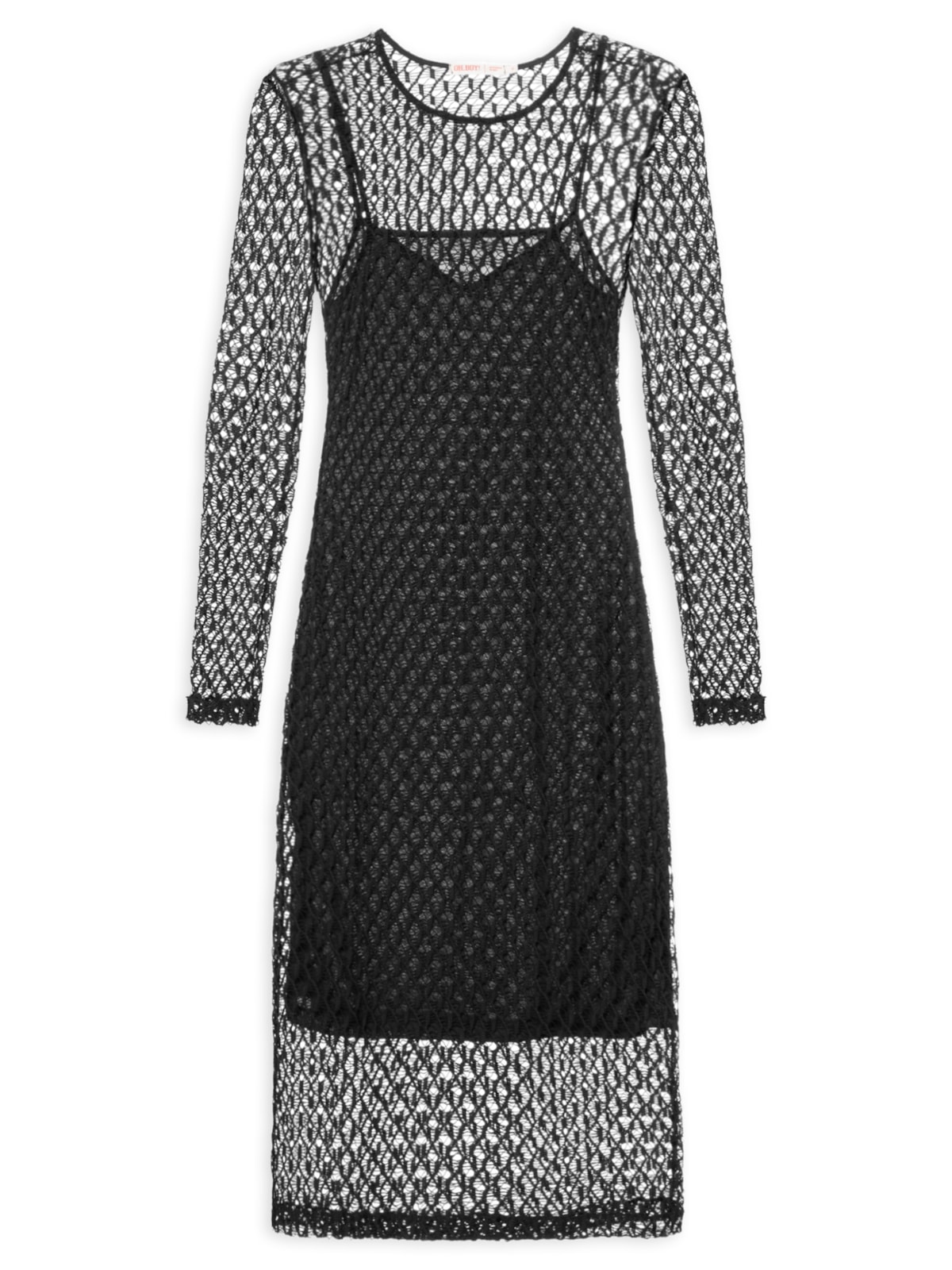 Vista 2 Vestido Malha Laise Midi PRETO PRETO