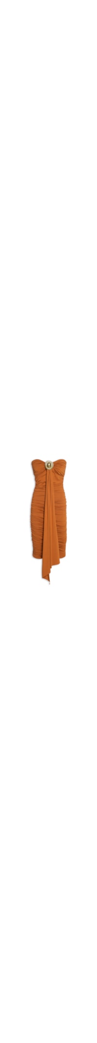 Vestido Malha Midi Com Metal - Marrom
