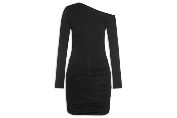 Vestido Malha Mini Assimetrico - Preto