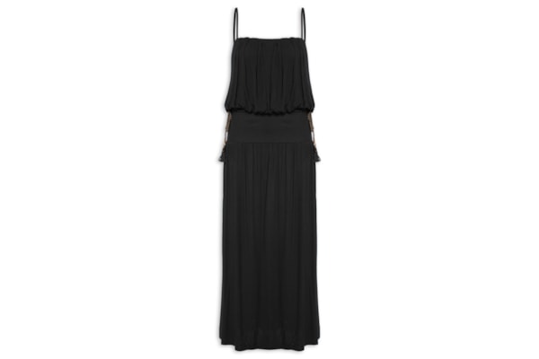 Vestido Malha Palha Cintura - Preto