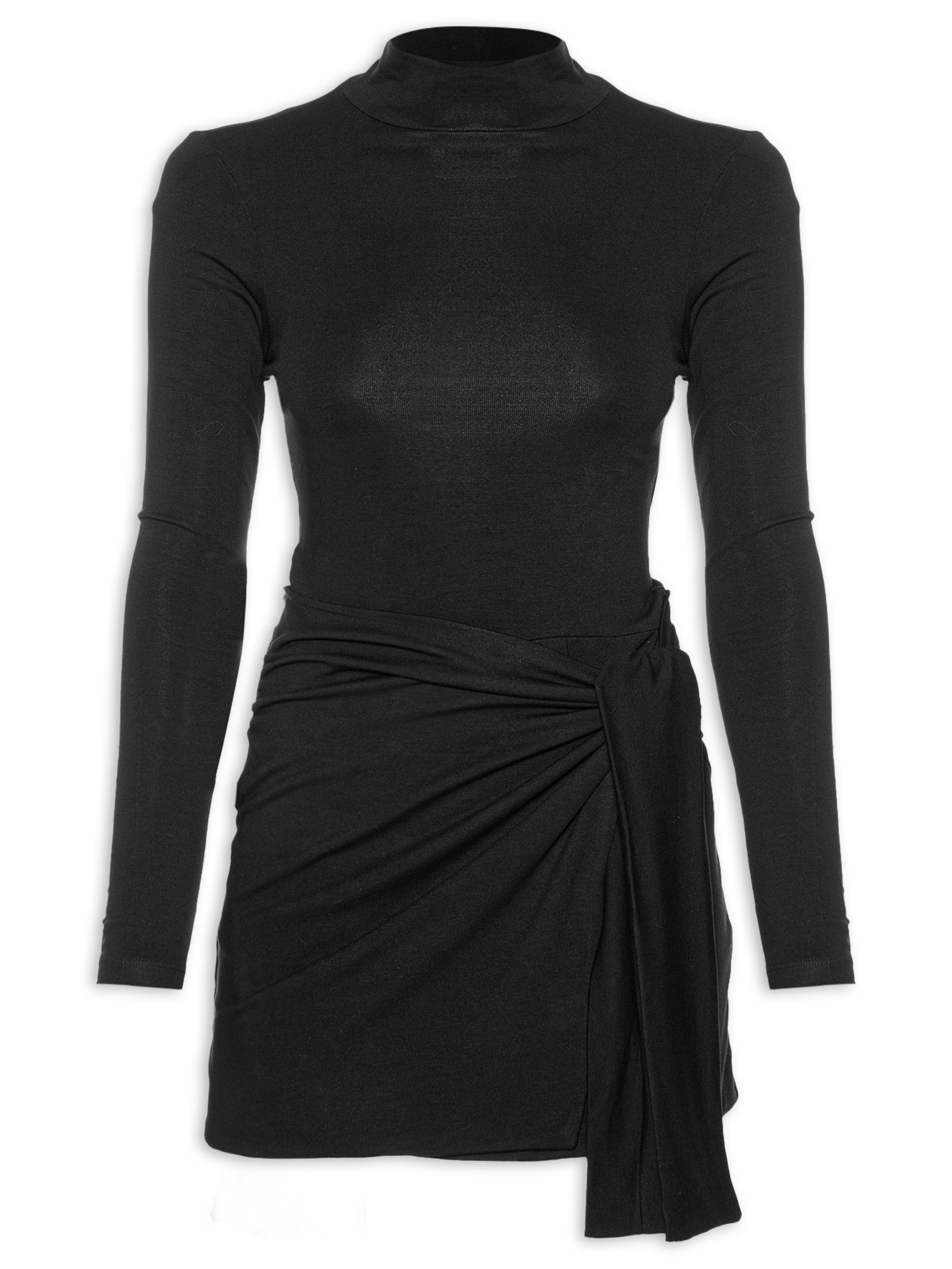 Vestido Malha Pareô Mini Preto Animale