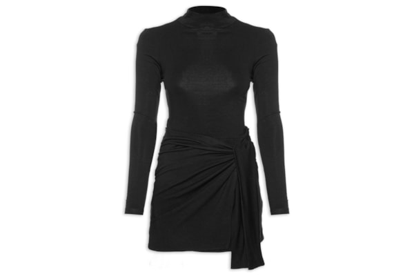 Vestido Malha Pareô Mini - Preto