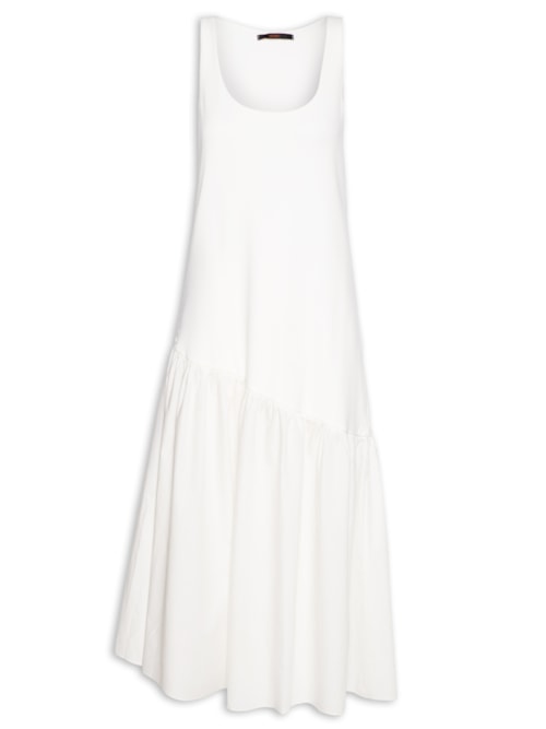 Vestido Malha Recortes com Tricoline – Branco
