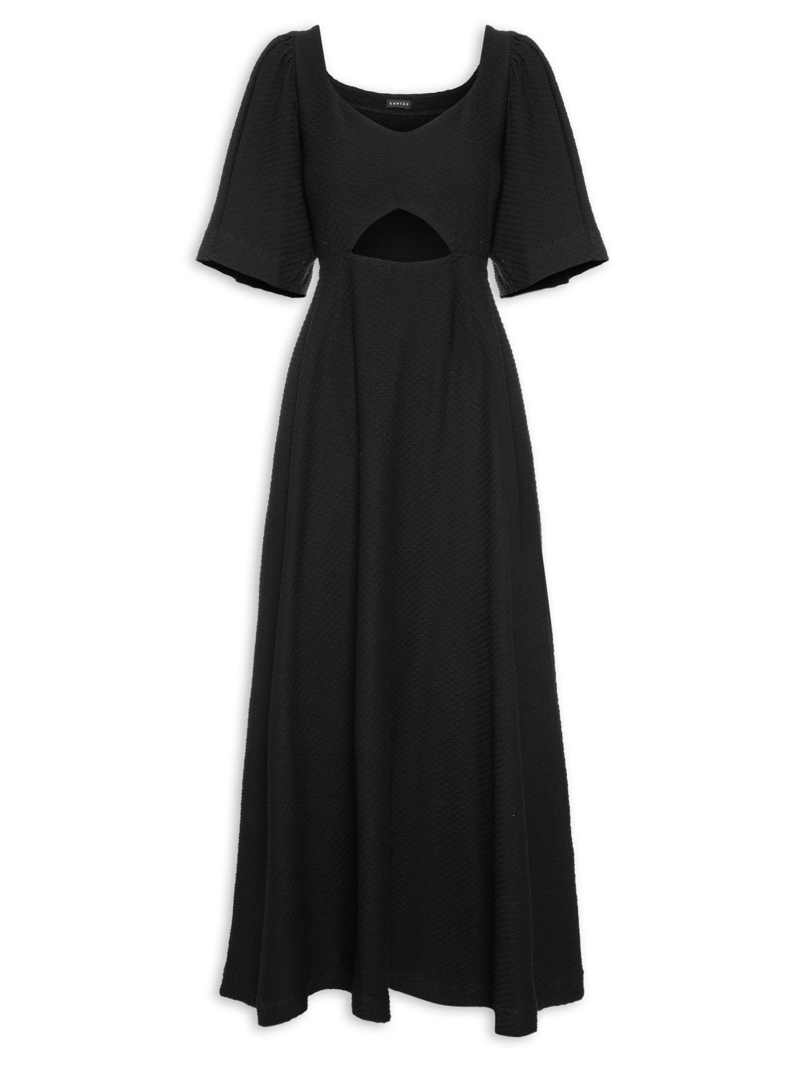 Vestido Malha Trançada Preto Cantão