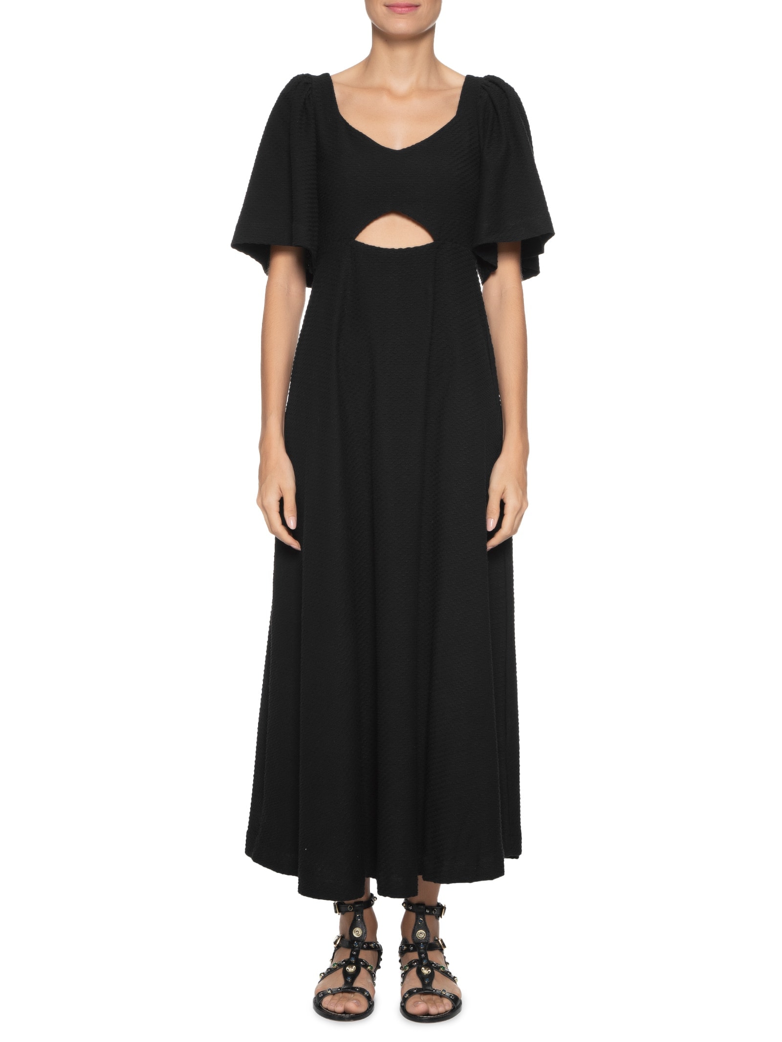 Vestido Malha Trançada Preto Cantão