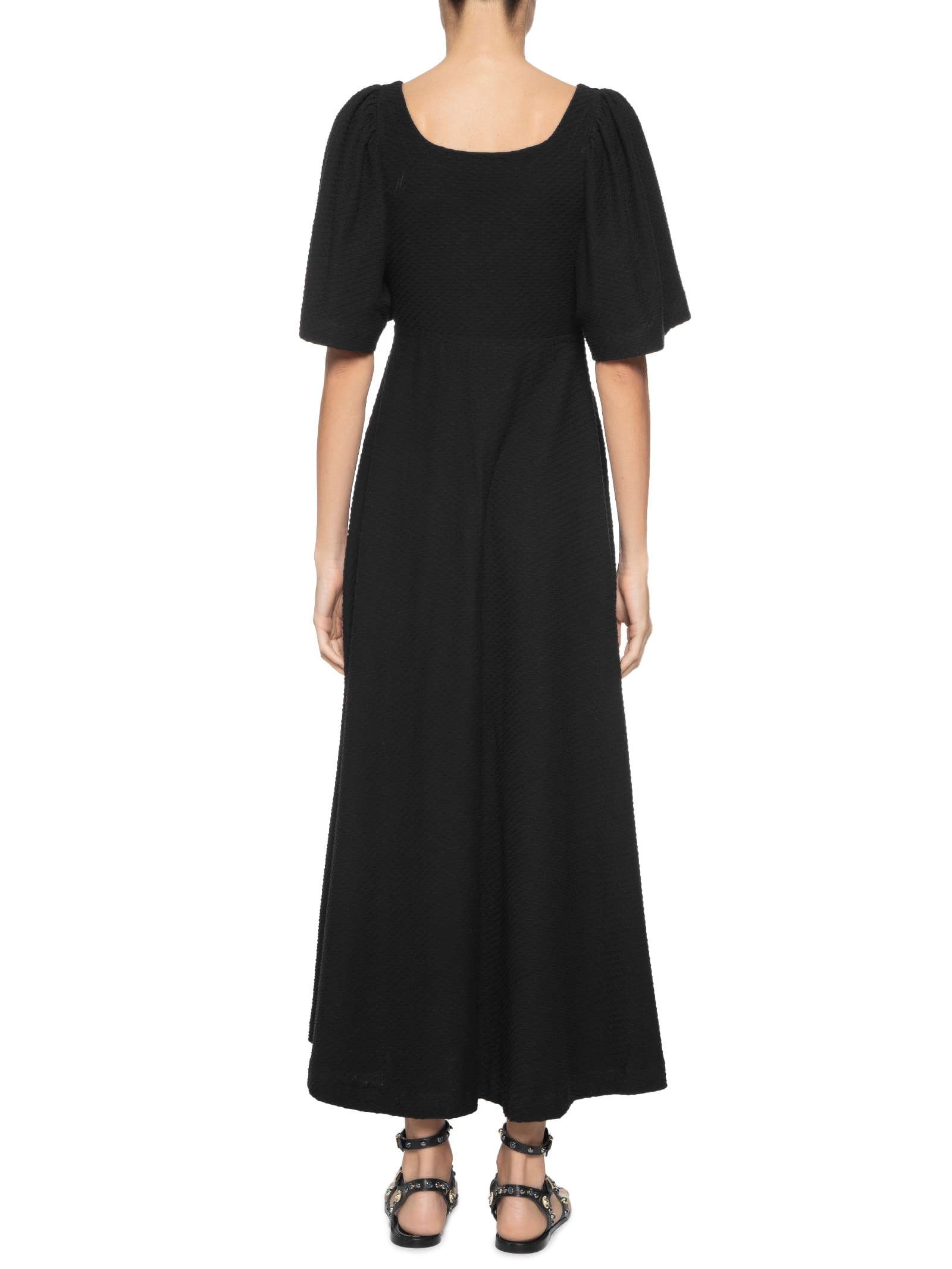 Vestido Malha Trançada Preto Cantão