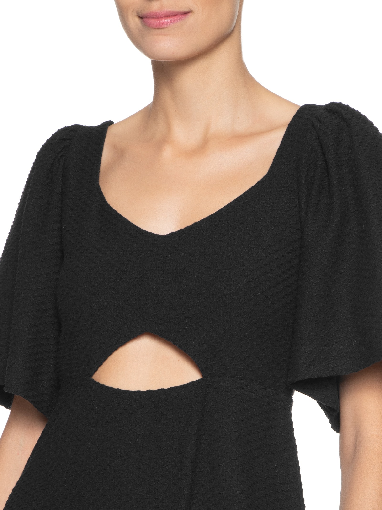 Vestido Malha Trançada Preto Cantão