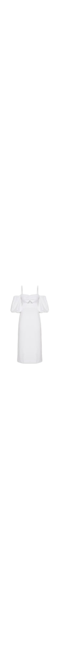 Vestido Manga Bufante Piquet - Off White