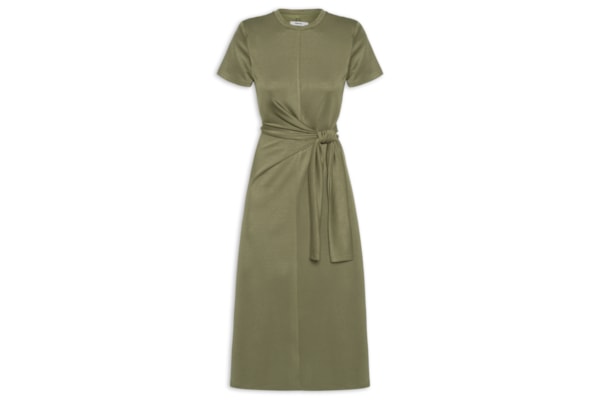 Vestido Manga Curta Com Amarração - Verde