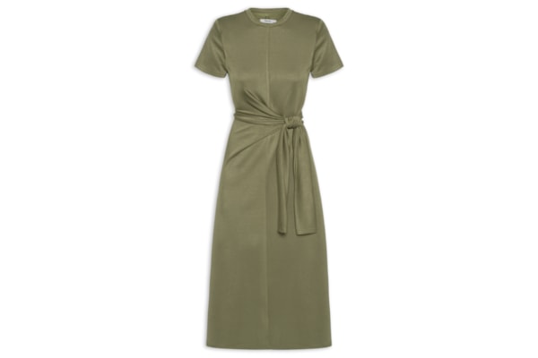 Vestido Manga Curta Com Amarração - Verde