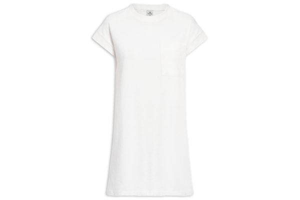 Vestido Manga Curta Com Bolso - Bege 