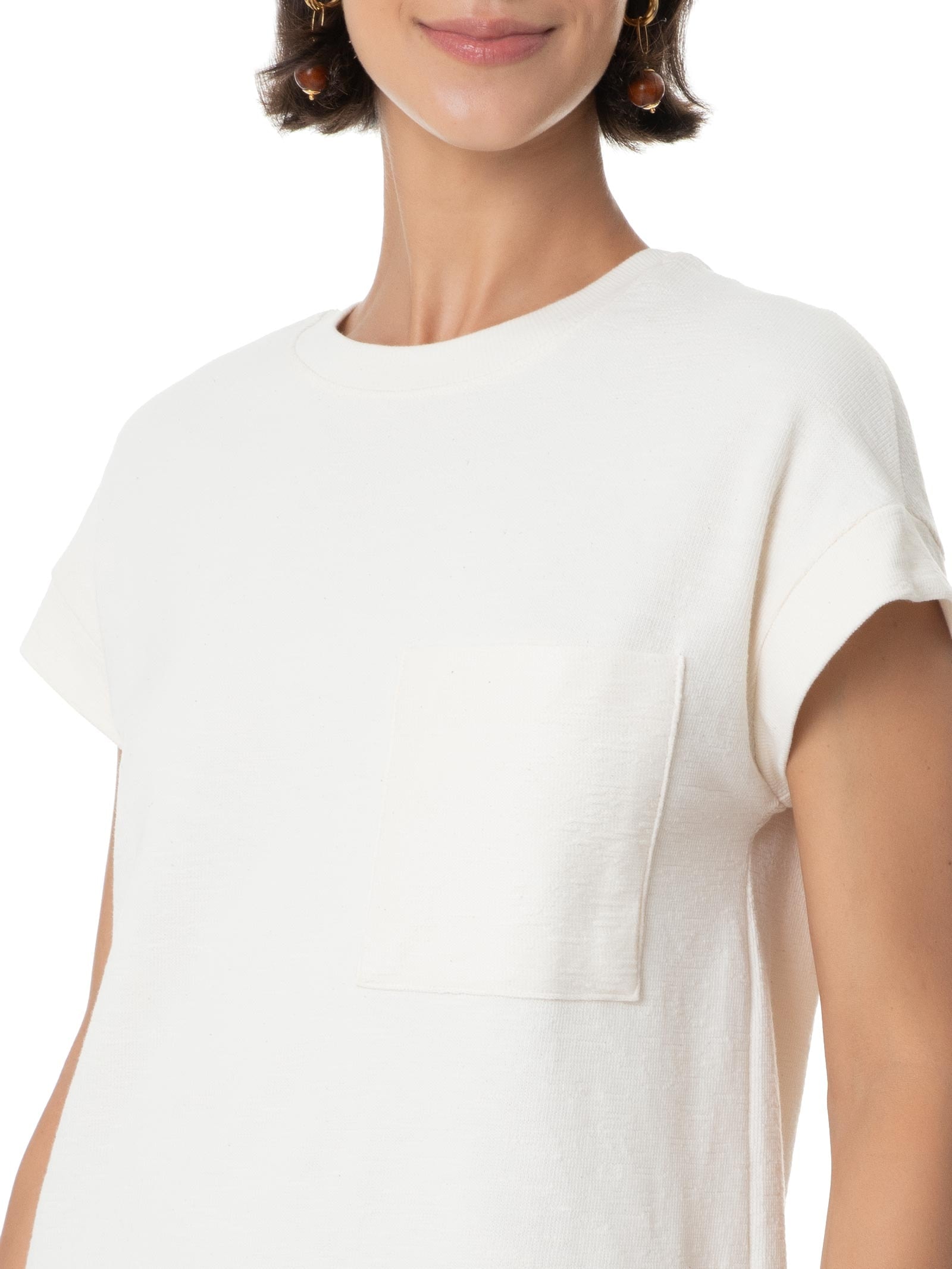 Vestido Manga Curta Com Bolso Bege Hering