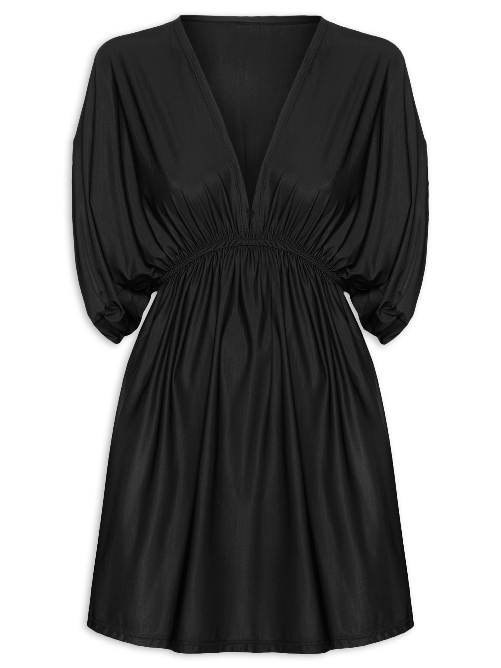 Vestido Manga Curta Liso Preto Cia Marítima