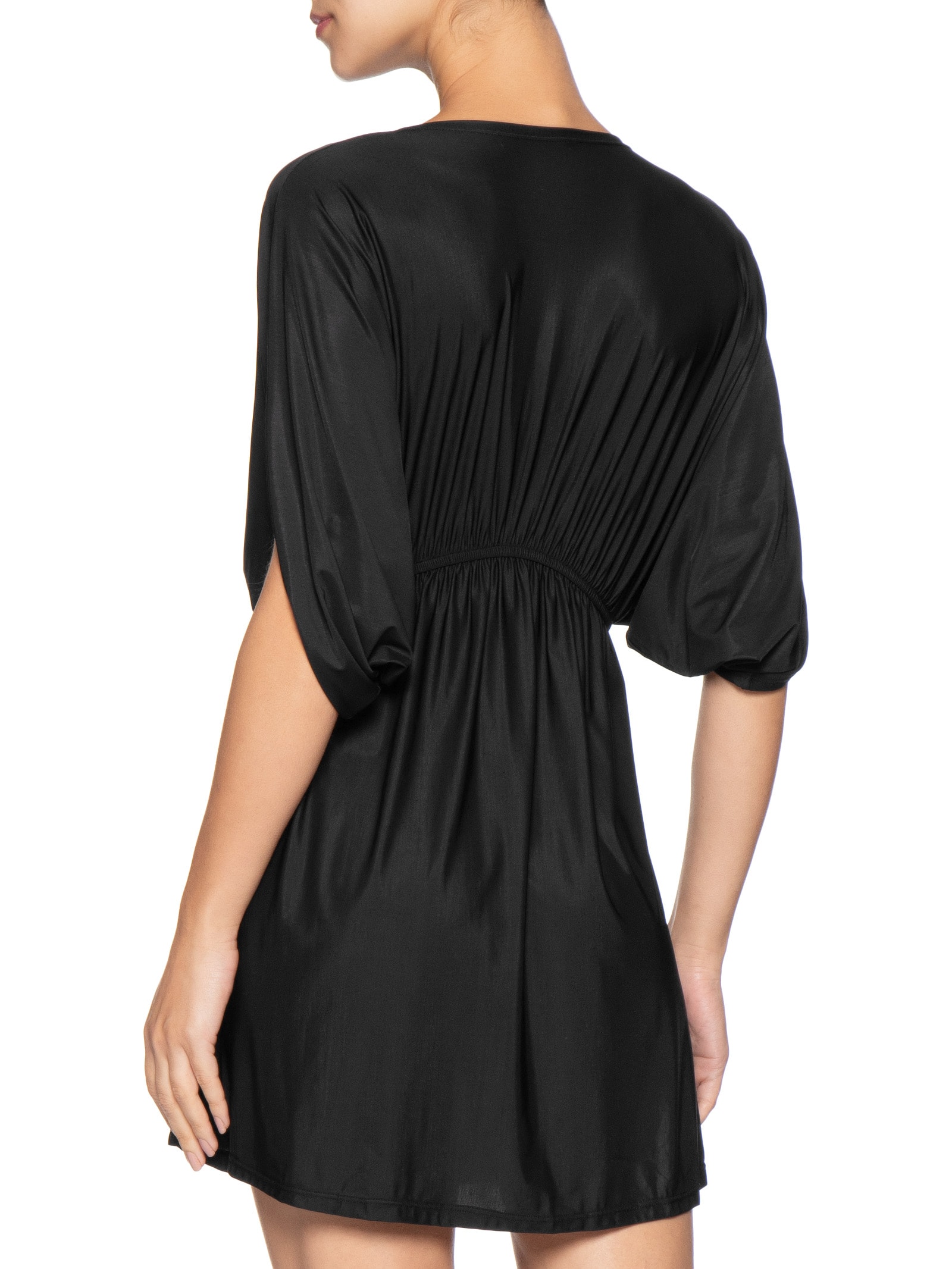 Vestido Manga Curta Liso Preto Cia Marítima