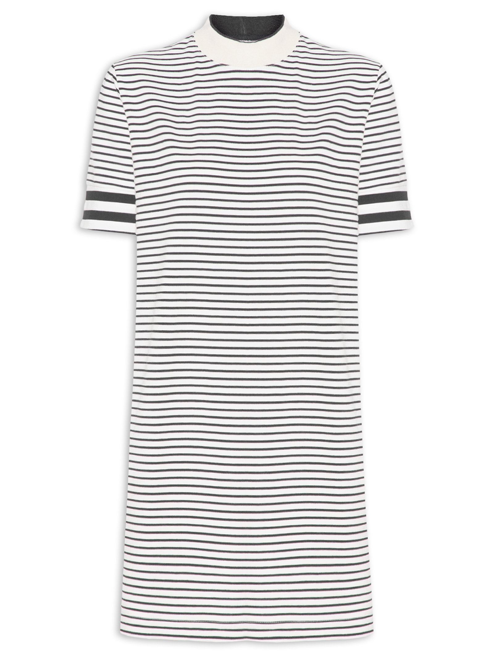 Vestido Manga Curta Listrado Branco Calvin Klein Jeans