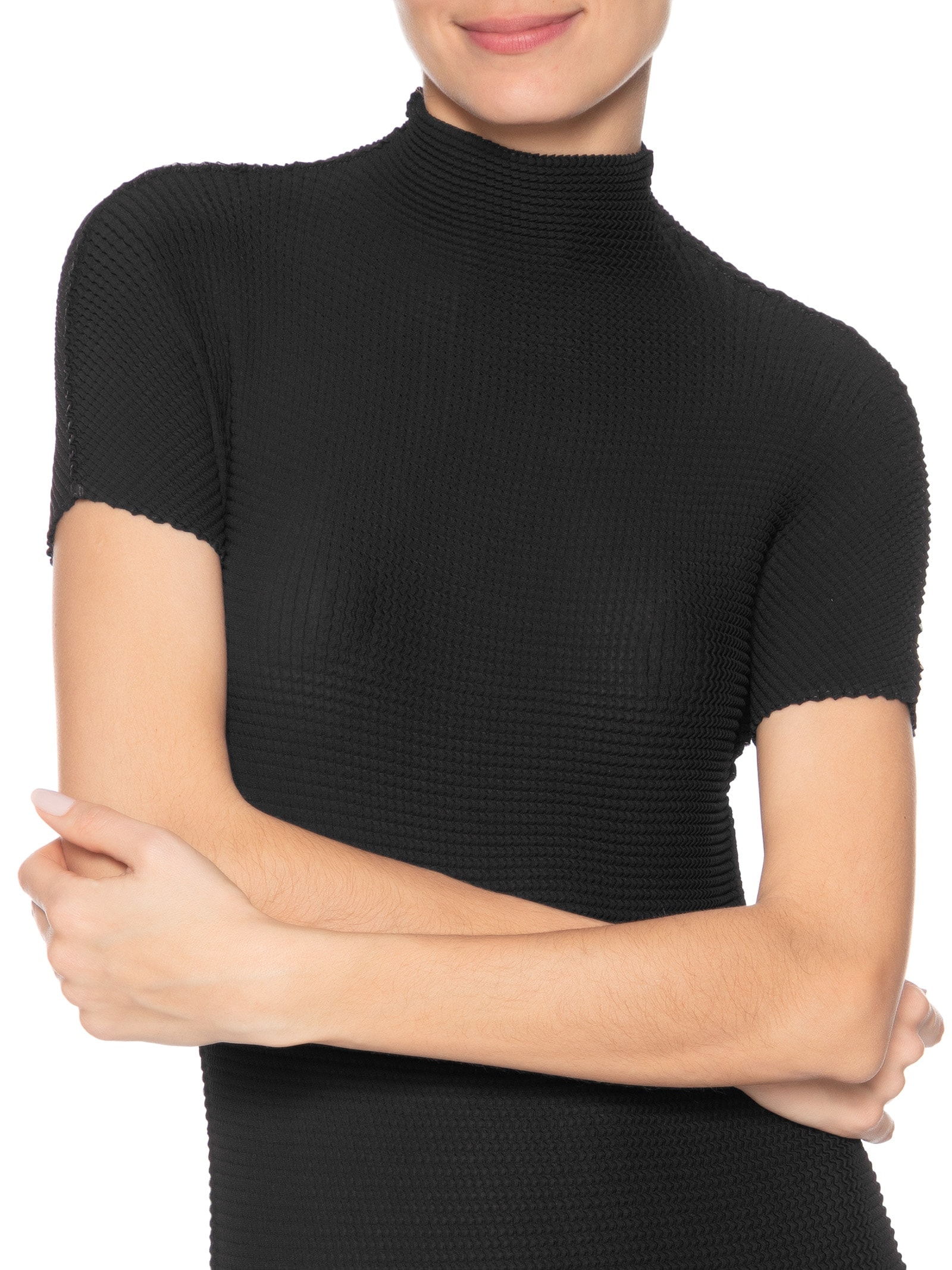 Vestido Manga Curta Midi Pixel Preto Osklen