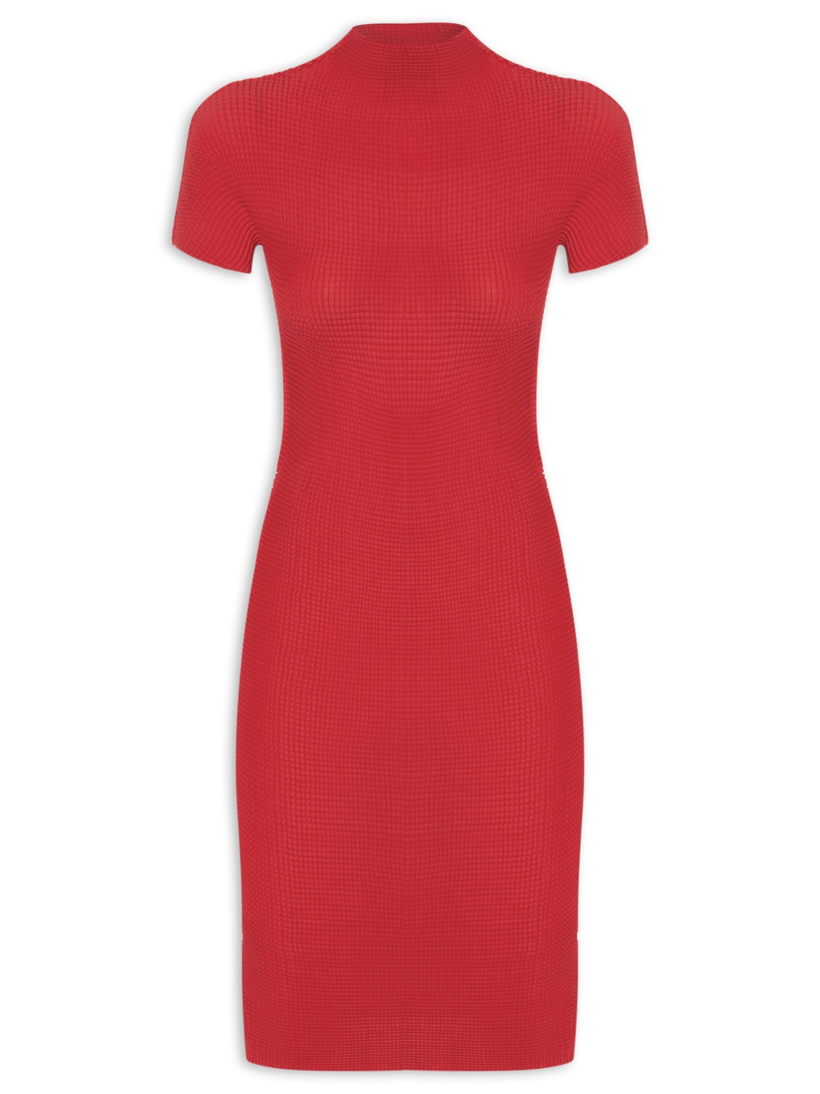 Vestido Manga Curta Midi Pixel Vermelho Osklen