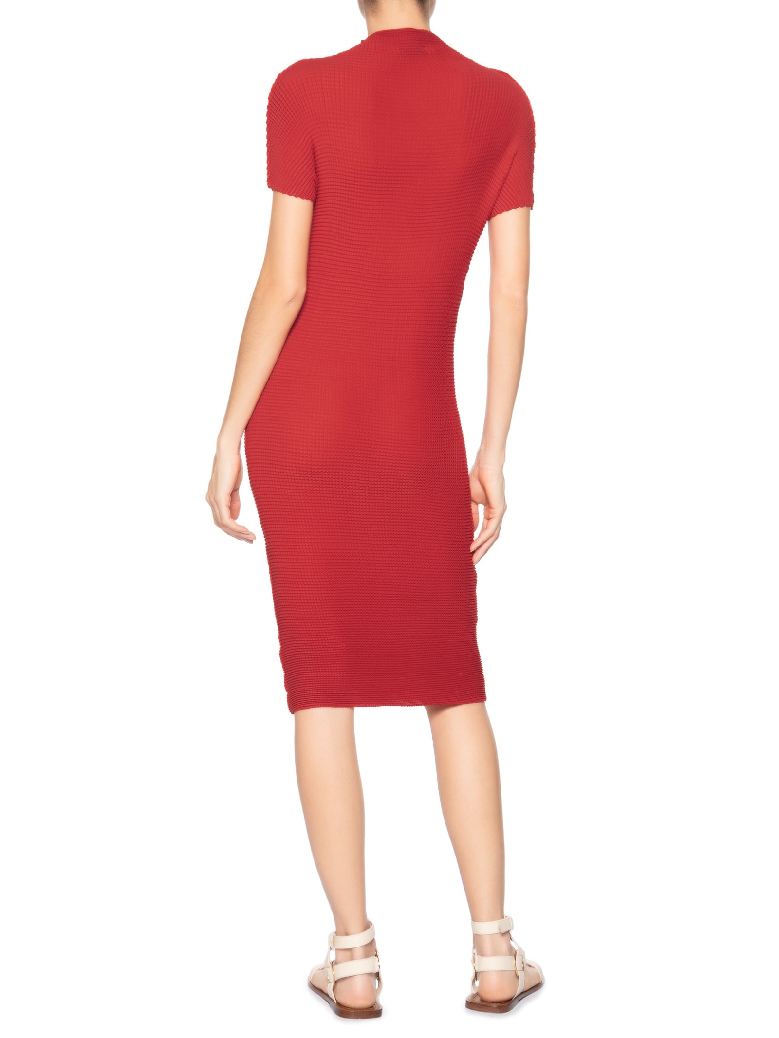 Vestido Manga Curta Midi Pixel Vermelho Osklen