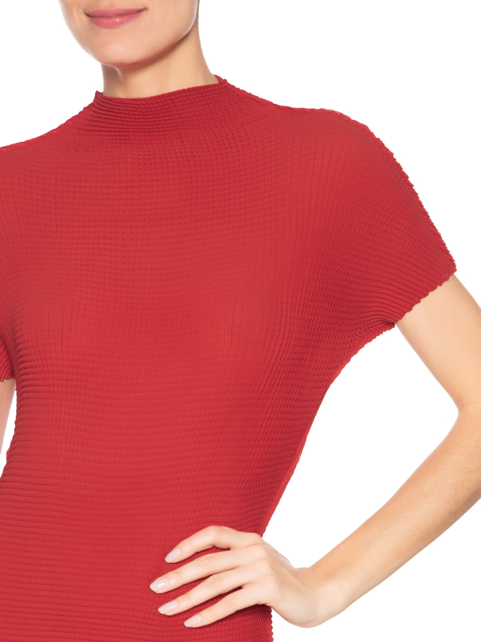 Vestido Manga Curta Midi Pixel Vermelho Osklen