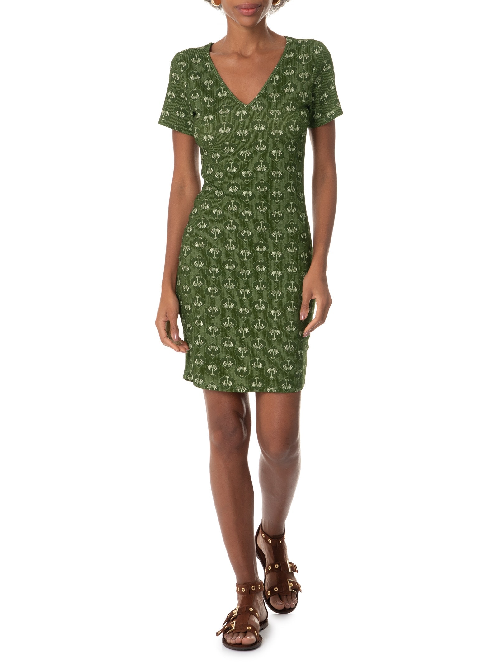 Vestido Manga Curta Verde Lez A Lez