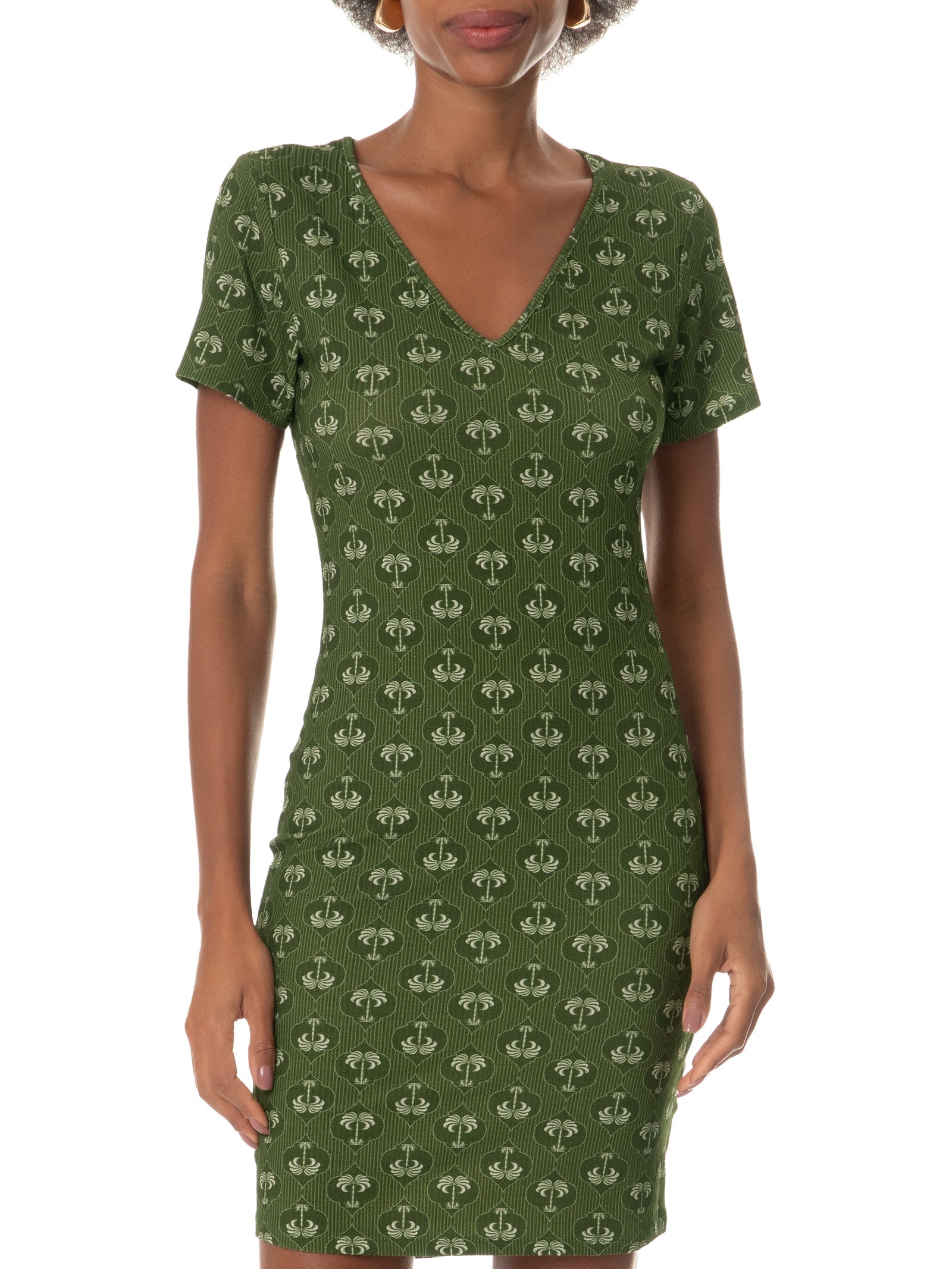 Vestido Manga Curta Verde Lez A Lez