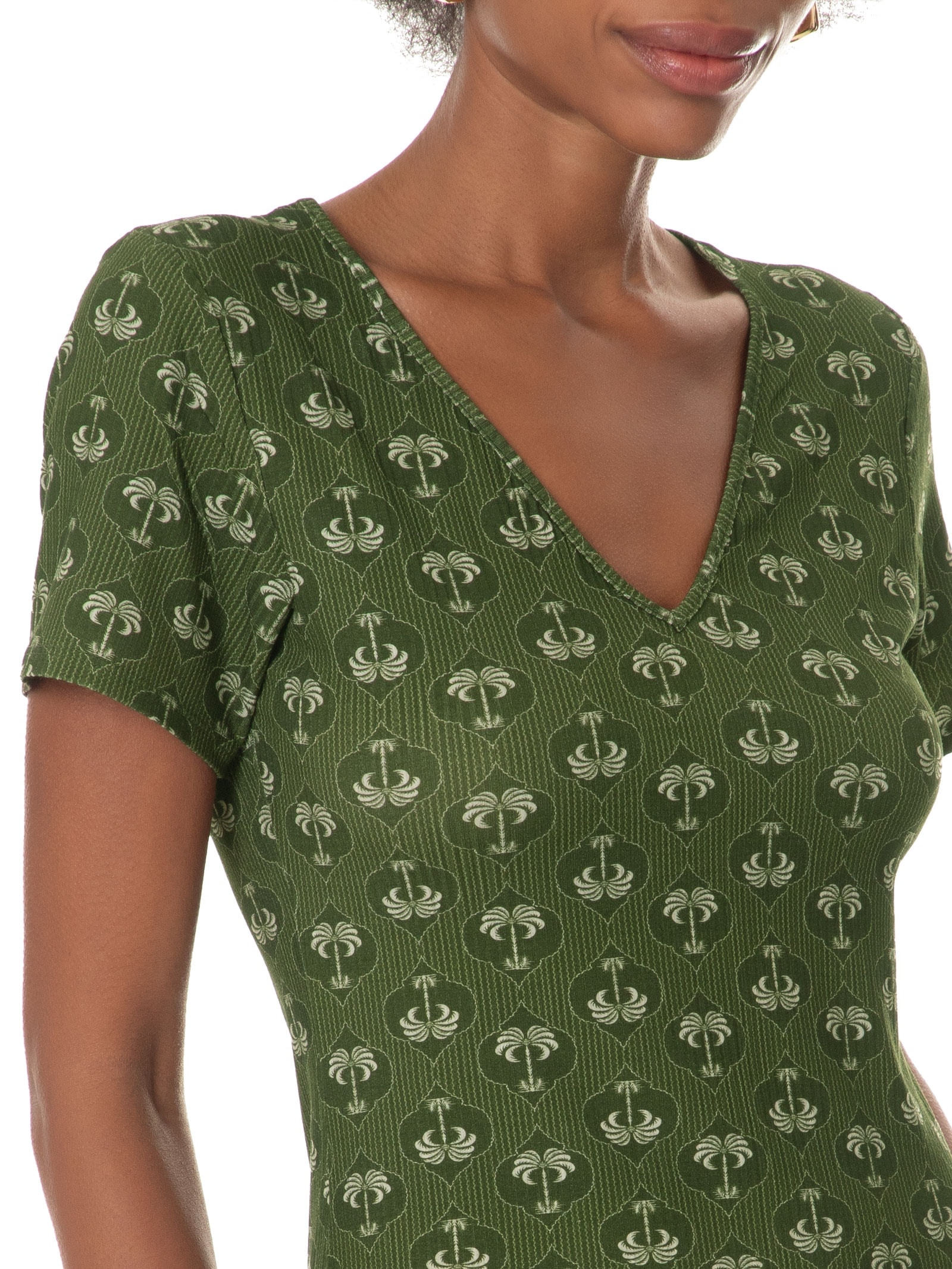 Vestido Manga Curta Verde Lez A Lez