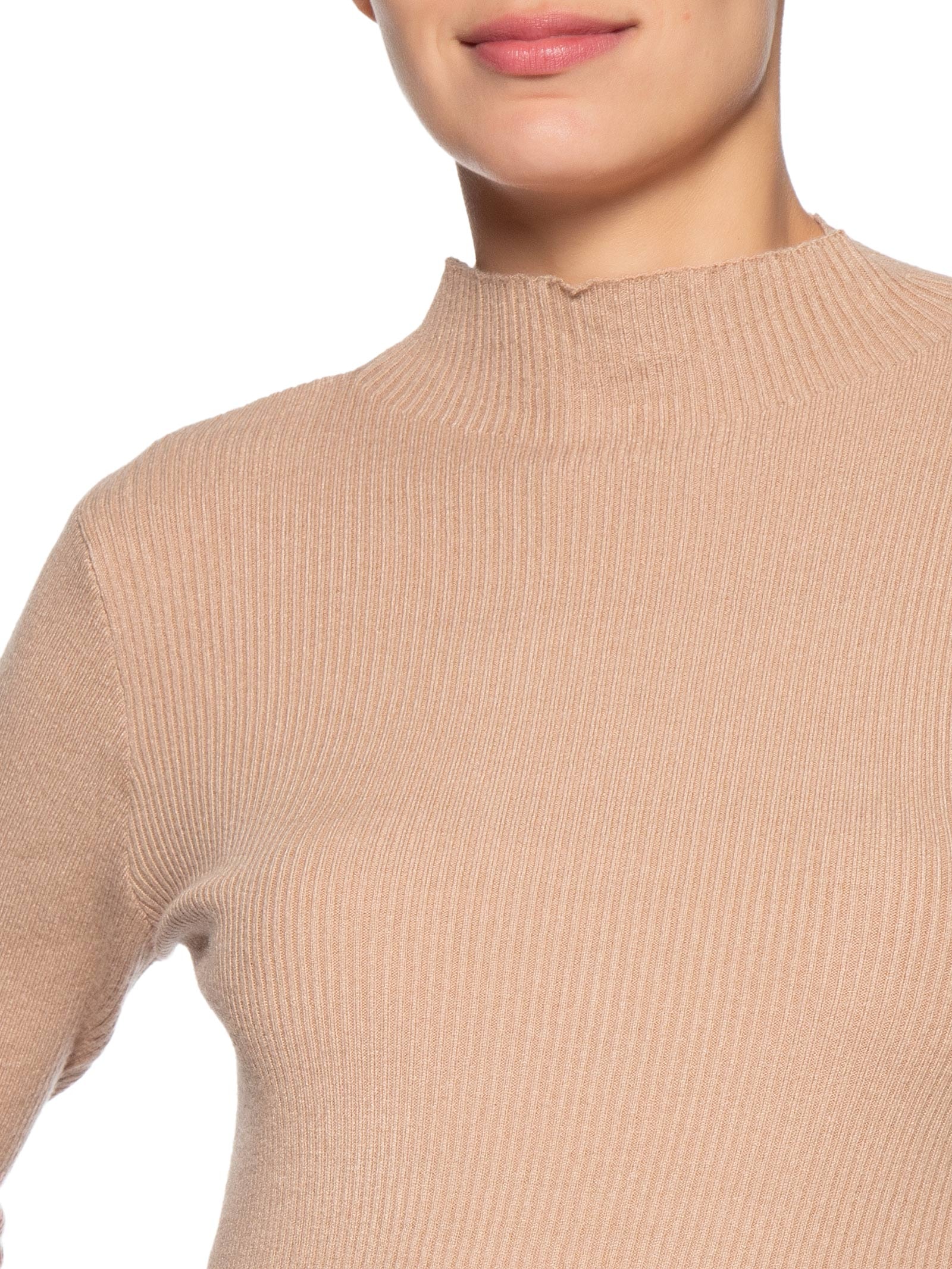 Vestido Manga Longa Bege Basiq