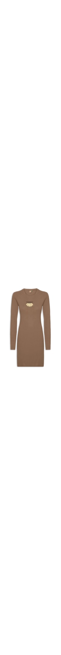 Vestido Manga Longa Bordado Bananas - Marrom