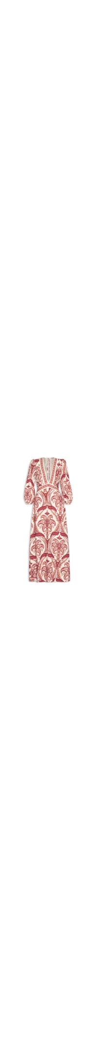 Vestido Manga Longa Camafeu Tropical - Vermelho
