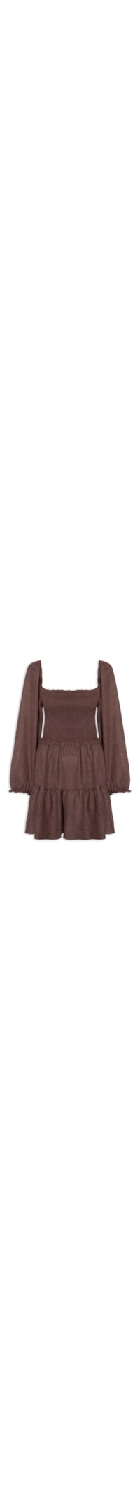 Vestido Manga Longa Com Lastex – Marrom