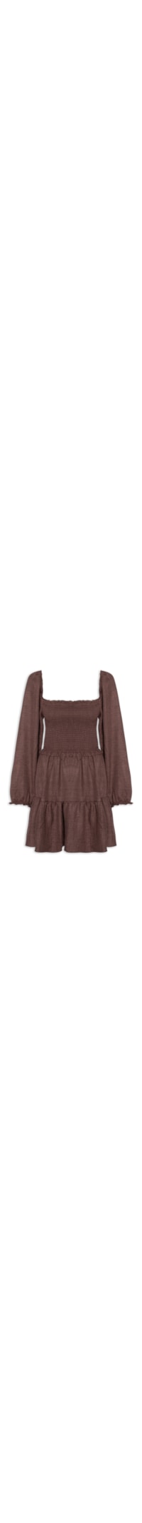 Vestido Manga Longa Com Lastex – Marrom