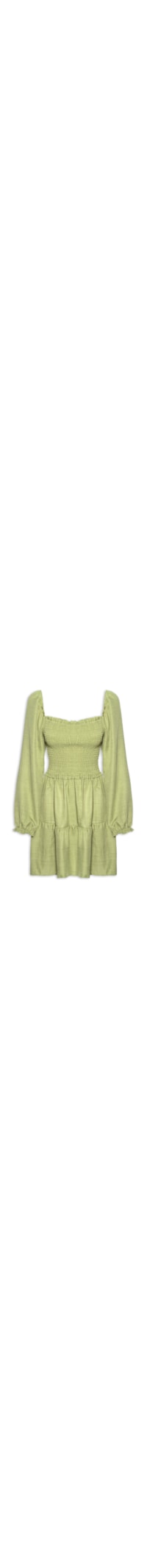 Vestido Manga Longa com Lastex – Verde