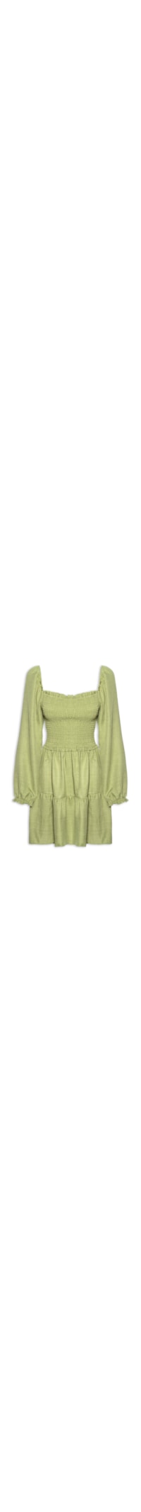 Vestido Manga Longa com Lastex – Verde