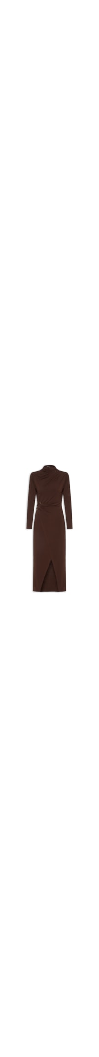 Vestido Manga Longa Com Transpasse - Marrom
