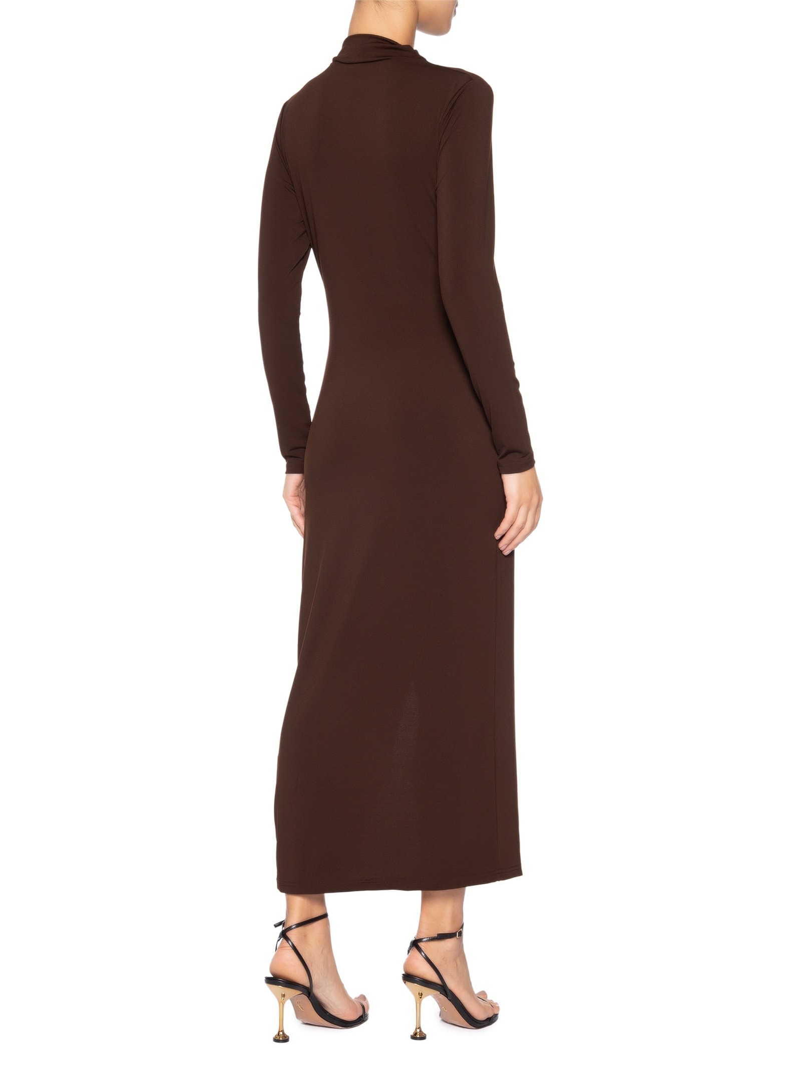 Vestido Manga Longa Com Transpasse Marrom '2Essential