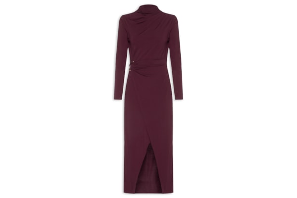 Vestido Manga Longa Com Transpasse - Vermelho
