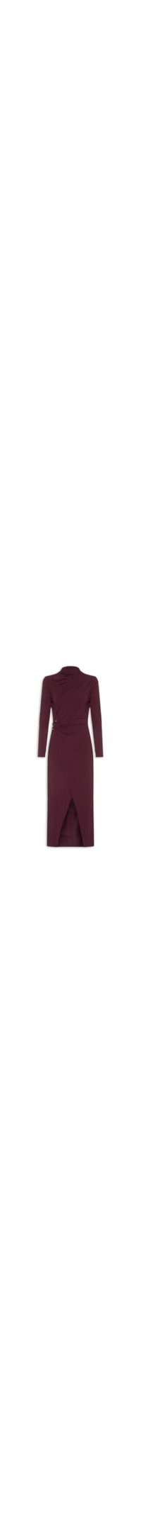 Vestido Manga Longa Com Transpasse - Vermelho