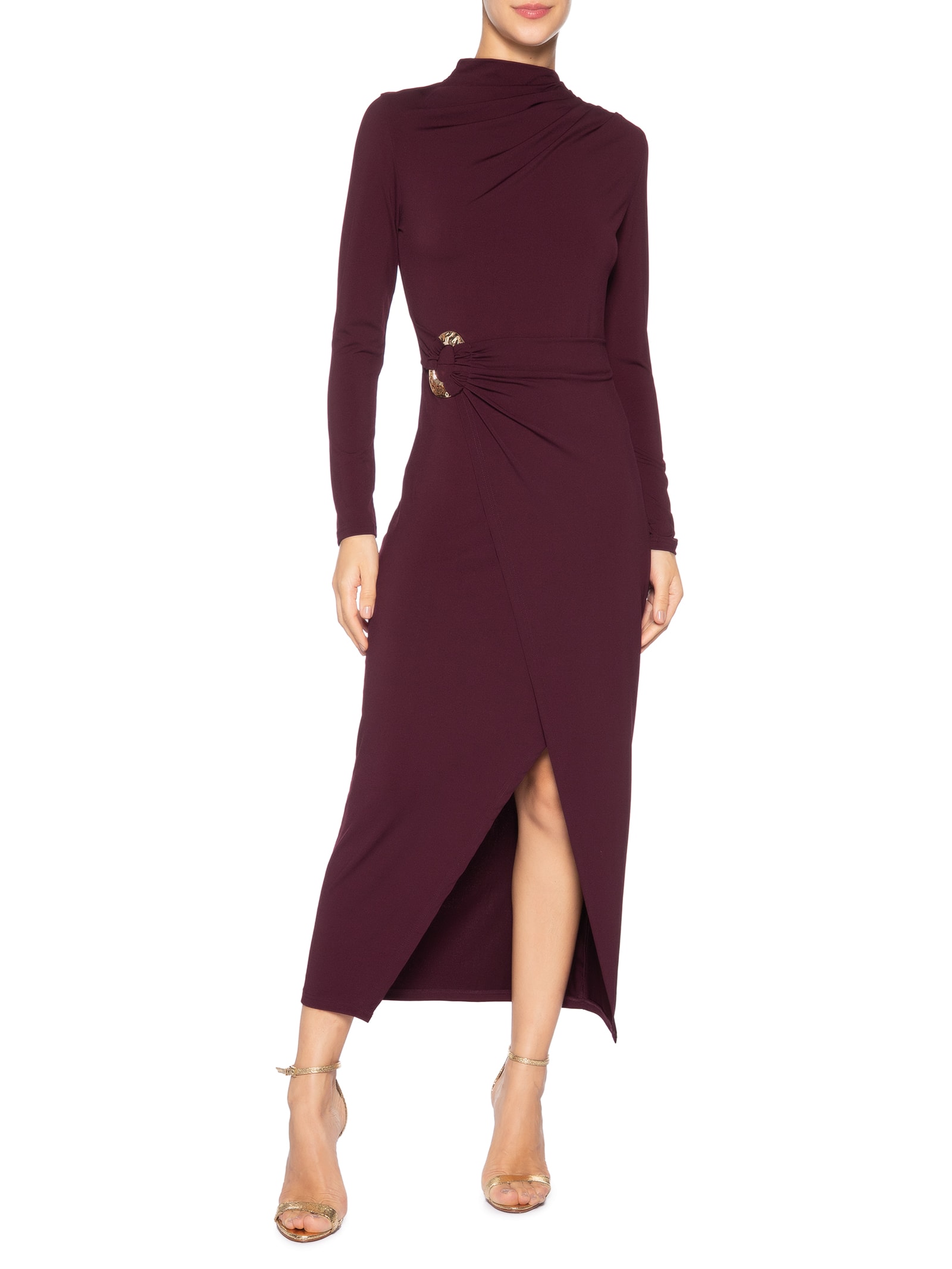 Vestido Manga Longa Com Transpasse Vermelho '2Essential