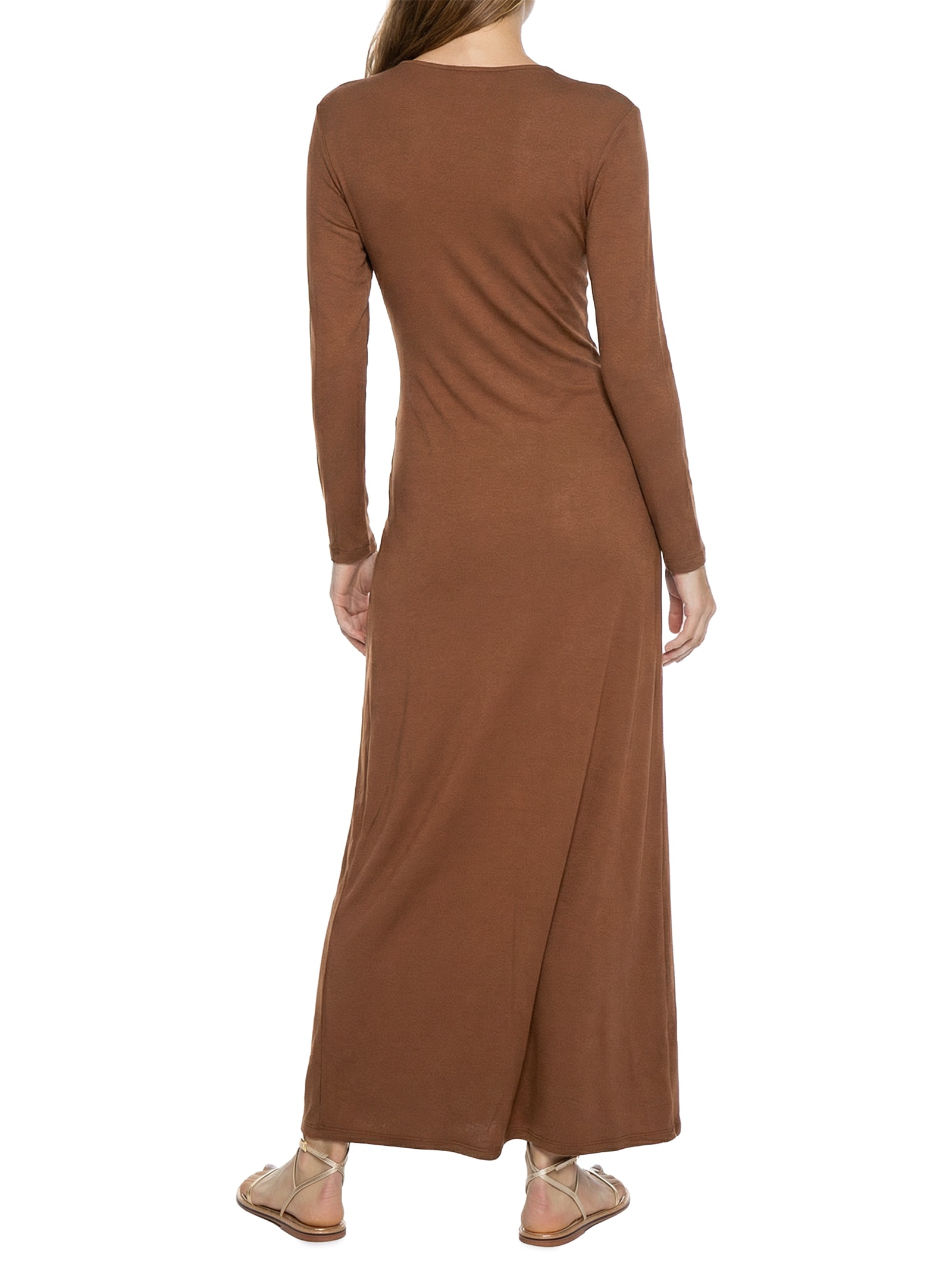 Vestido Manga Longa Detalhe Argola Marrom Cacay