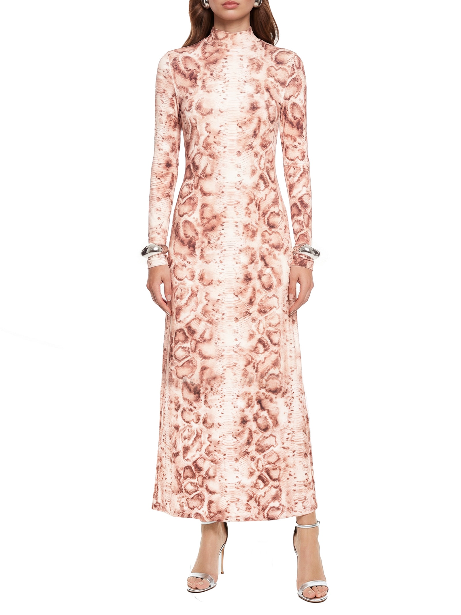 Vestido Manga Longa Estampado Rosa Lança Perfume