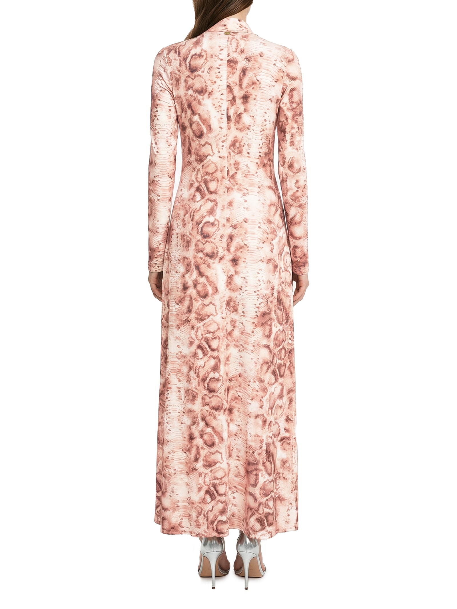 Vestido Manga Longa Estampado Rosa Lança Perfume