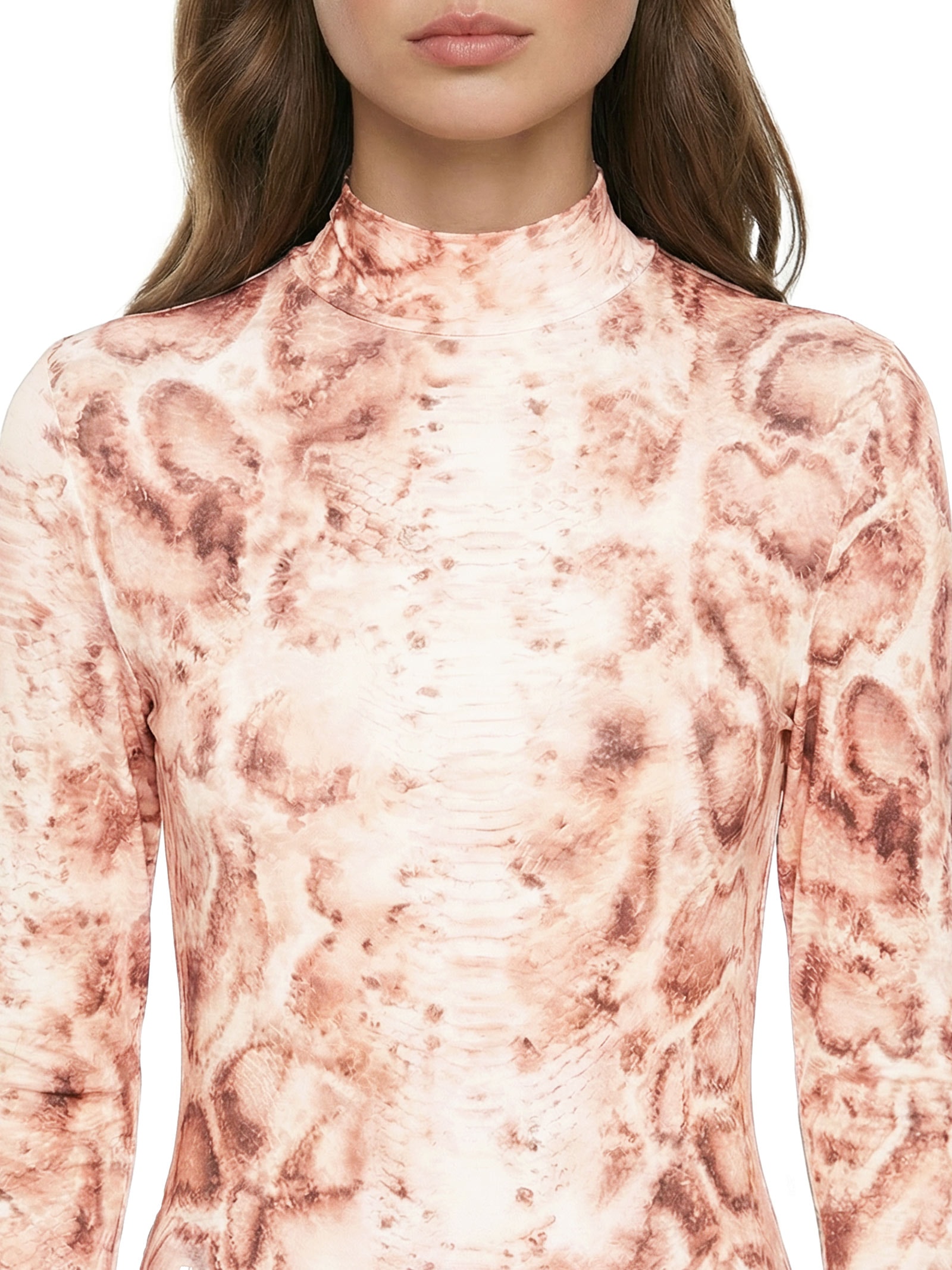 Vestido Manga Longa Estampado Rosa Lança Perfume