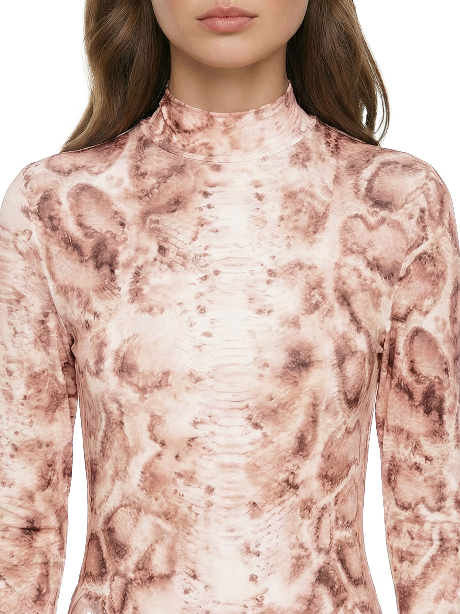 Vestido Manga Longa Estampado Rosa Lança Perfume