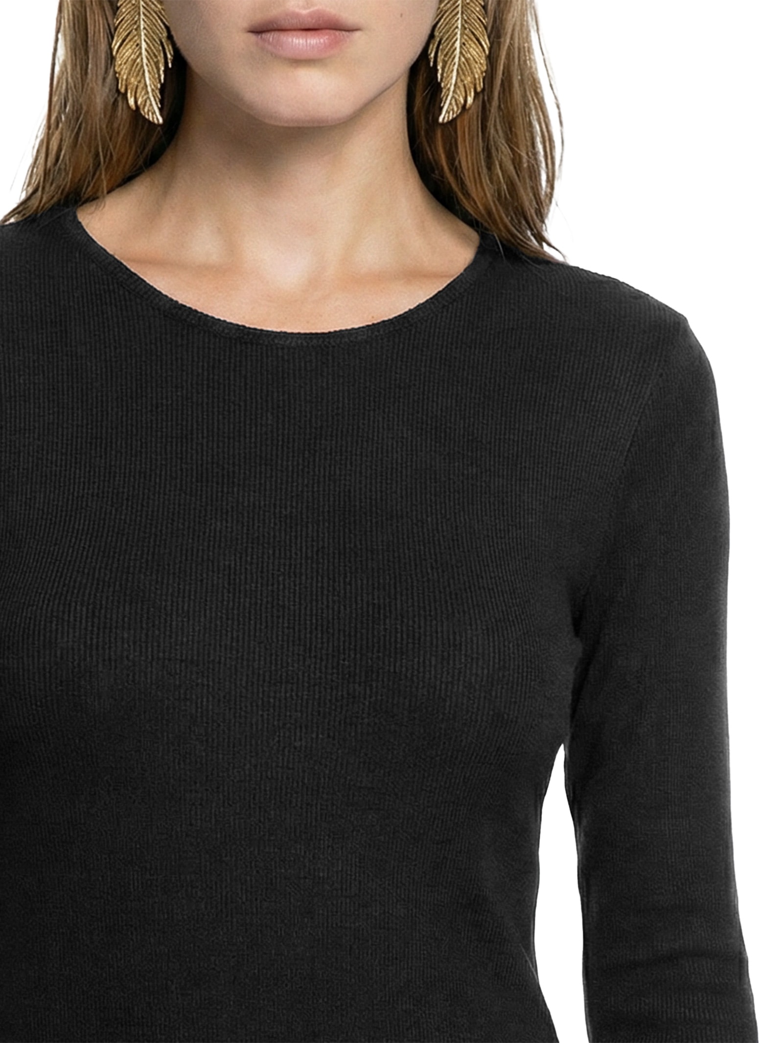 Vestido Manga Longa Fenda Lateral – Preto Cacay