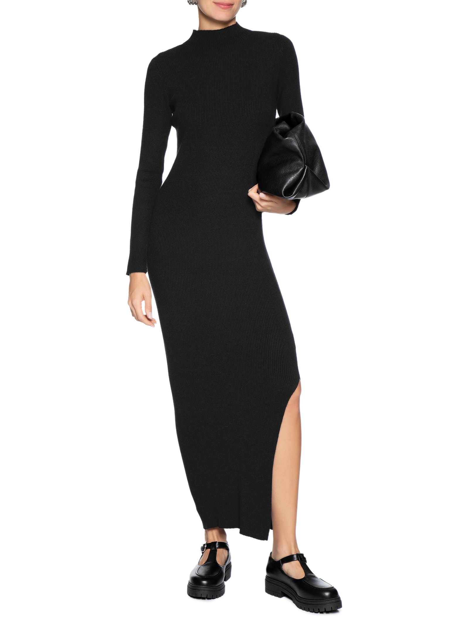 Vestido Manga Longa Preto Basiq